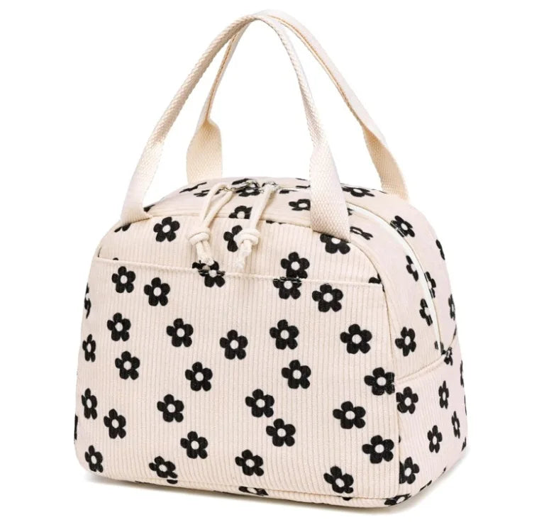 Corduroy Lunch Bag Thermal Insulation Lunch Box Storage Handbag Multifunctional Kid School Cooler Bag Picnic FoodPouch Loncheras