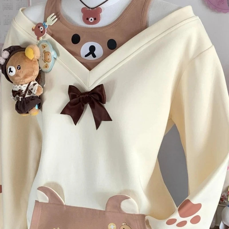 Cute Bear Kawaii Off Shoulder Top