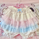 Mikumn Harajuku Lace Ruffle Shorts Skirt – Kawaii Y2K Lolita Bloomers | Elastic Waist Safety Pants