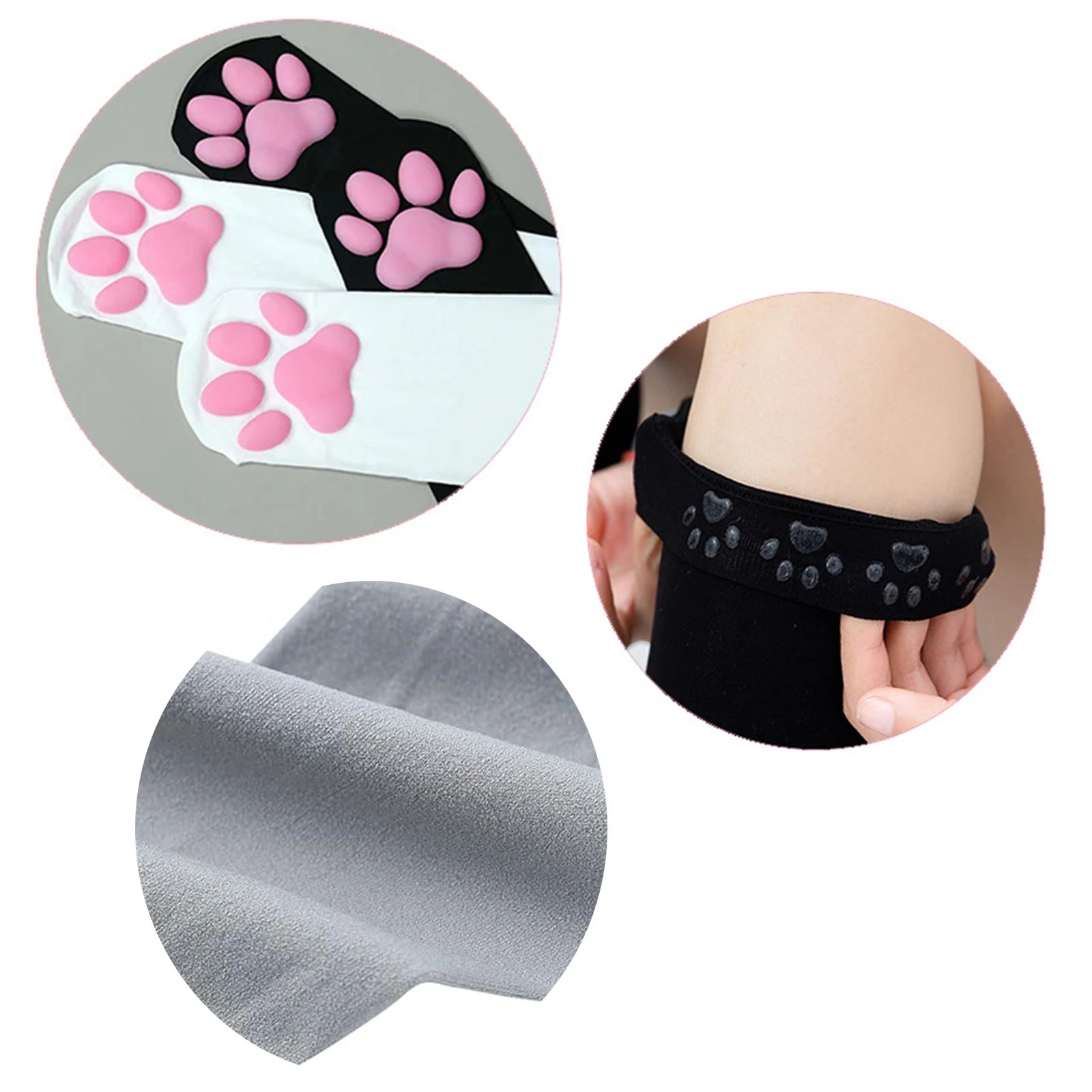 Cute 3D Cat Paw Knee High Socks | Kawaii Plush Paw Print Stockings for Women & Girls