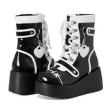 Metal Style Rock Women's Shoes Autumn New Thick-soled Boots Short Boots Heart-shaped Cross Metal Decoration Punk Style Gothic