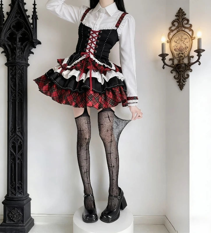 Gothic Cross Thigh High Stockings