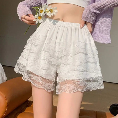 Black & White Pleated Lolita Safety Shorts – Ruffle Knickers, Vintage-Style Bloomers, Princess Underpants for Women
