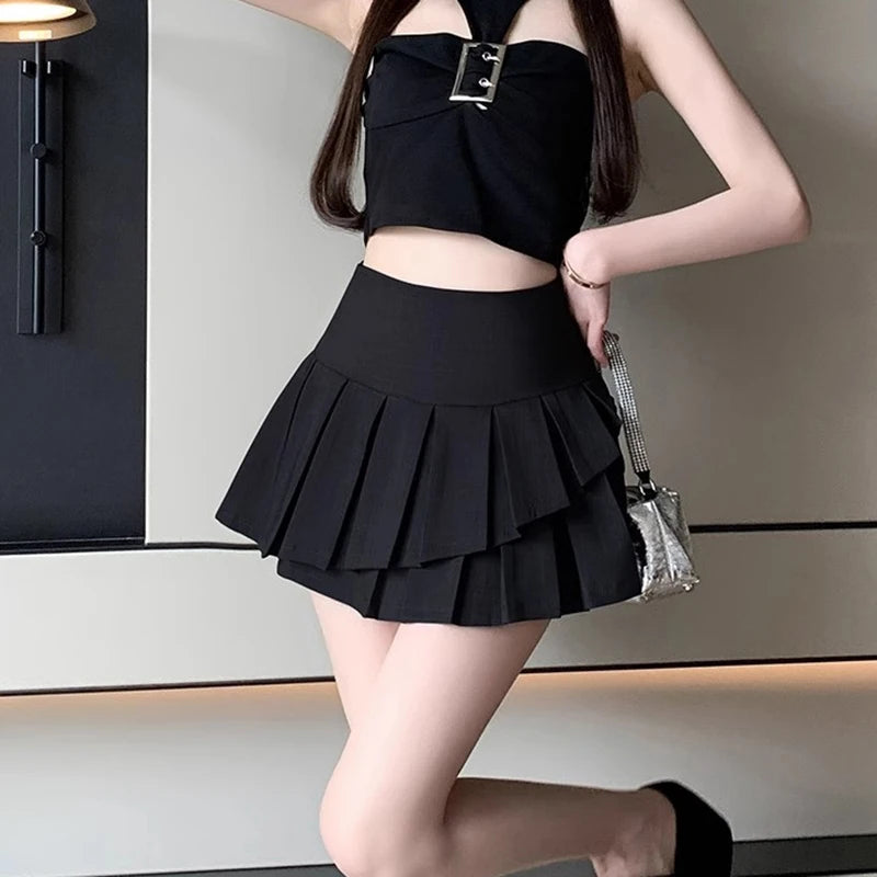 High Waist Pleated Kawaii Skort