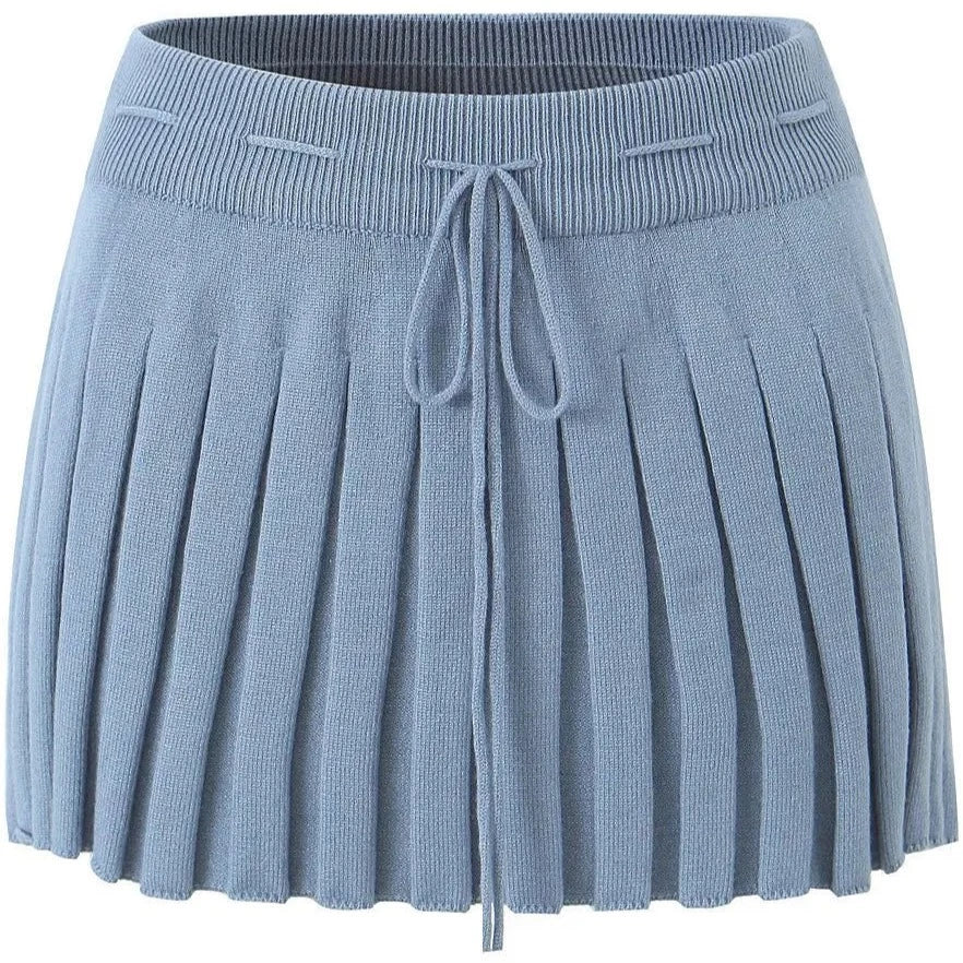 Kawaii Chu Sau Autumn Chic Striped Mini Skirt with Sashes