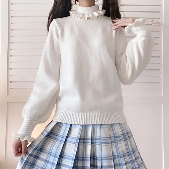 Japanese Lolita Knit Sweater – Long Sleeve Cardigan for Sleeveless JSK Dresses | Kawaii Layering Piece