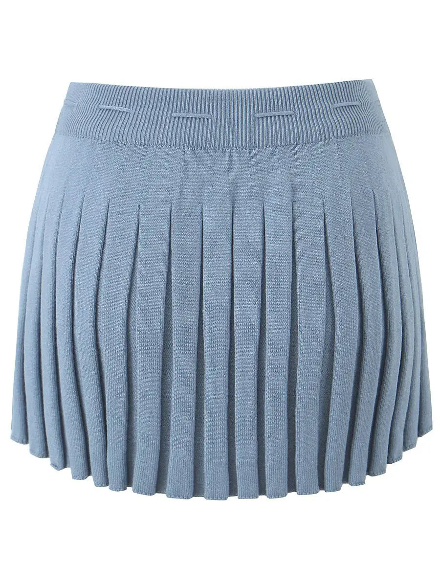 Kawaii Chu Sau Autumn Chic Striped Mini Skirt with Sashes