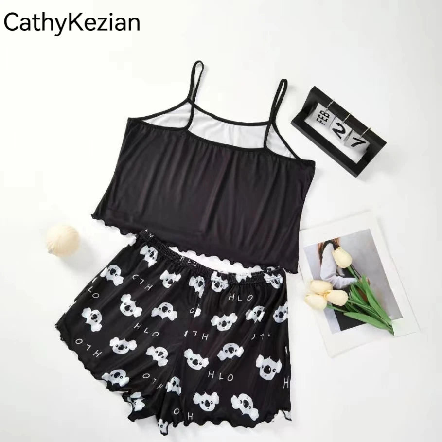 Women’s Pajama Set – Soft Camisole and Shorts Sleepwear | Lightweight, Breathable, Printed Loungewear
