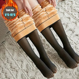 Women's Thermal Fleece Tights | Fake Translucent Winter Pantyhose – Warm Velvet Lined Slim Stretch Stockings