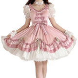 2024 Elegant Lolita Mini Dress | Women's Short Sleeve Pink Summer Dress for Cocktail Parties, Graduation & Casual Events