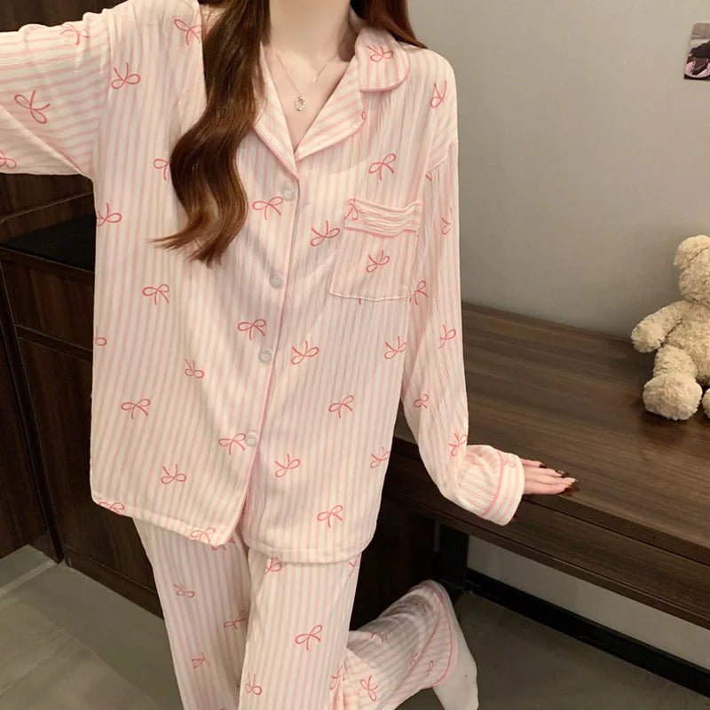 Pink Bow Kawaii Pajama Set