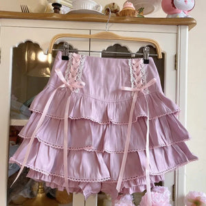 Kawaii Lolita Pleated Skirt – High Waist Pink Bandage Fairycore Y2K Aesthetic | Cute Women’s Faldas Mujer Moda 2025