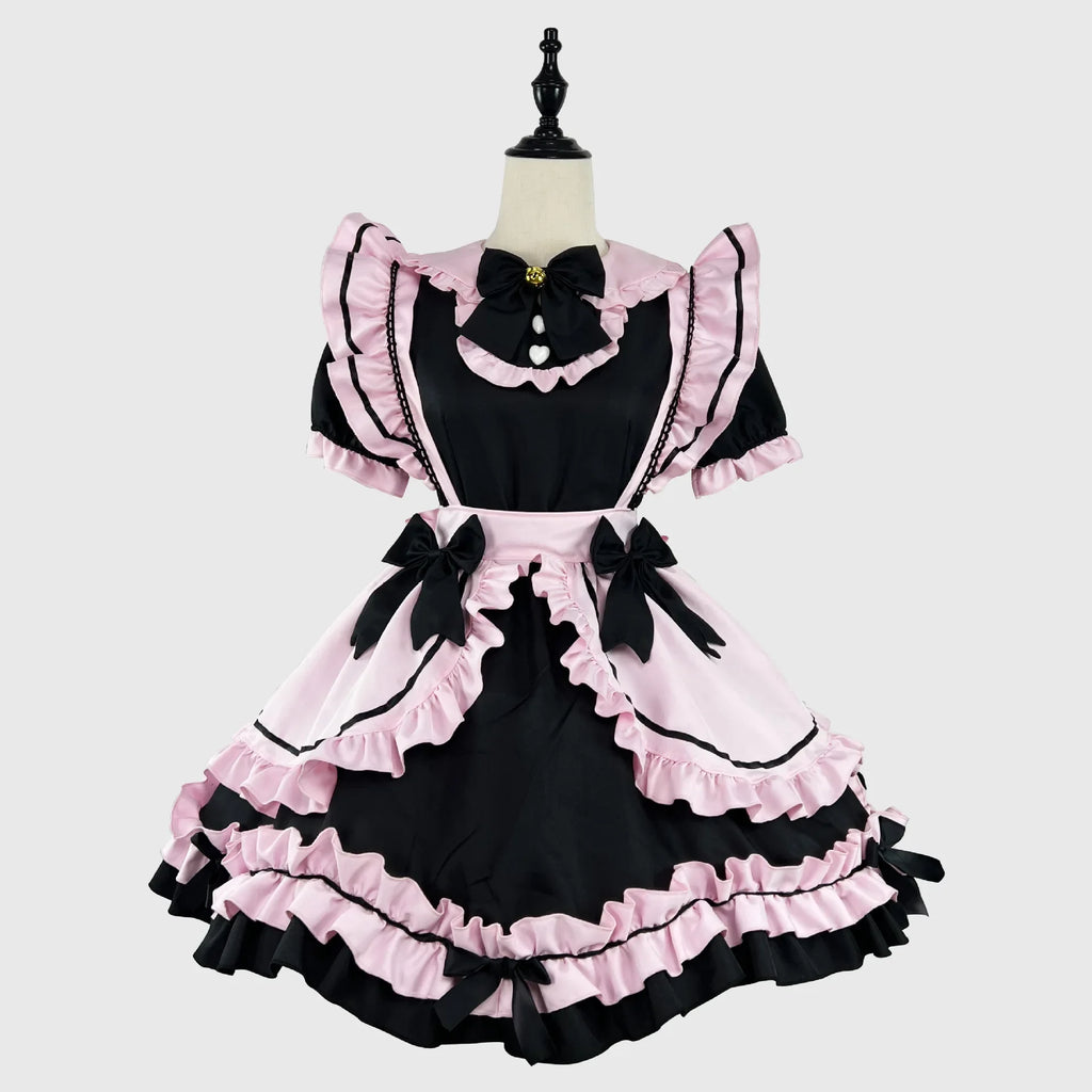 Anime Gothic Lolita JSK Maid Dress – Kawaii Harajuku Cat Cosplay with Bows & Ruffles