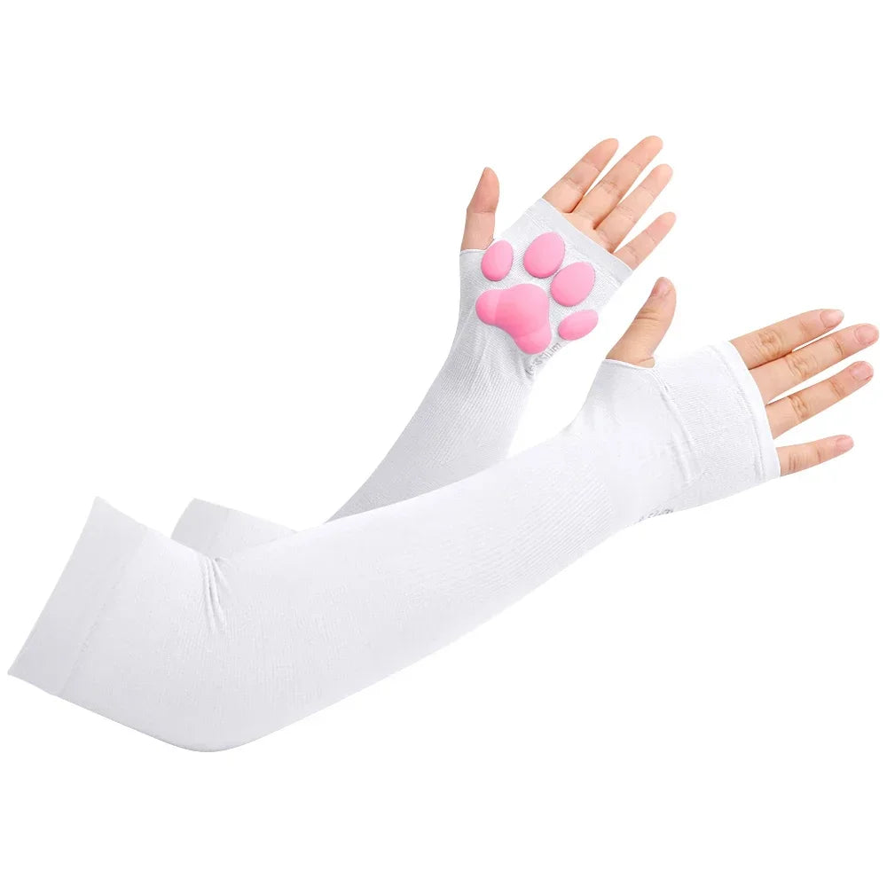 3D Cat Paw Arm Sleeves | Kawaii Sun Protection Sleeves with Cute Kitty Paw Pads for Cosplay & Everyday Wear