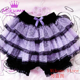 Mikumn Harajuku Lace Ruffle Shorts Skirt – Kawaii Y2K Lolita Bloomers | Elastic Waist Safety Pants