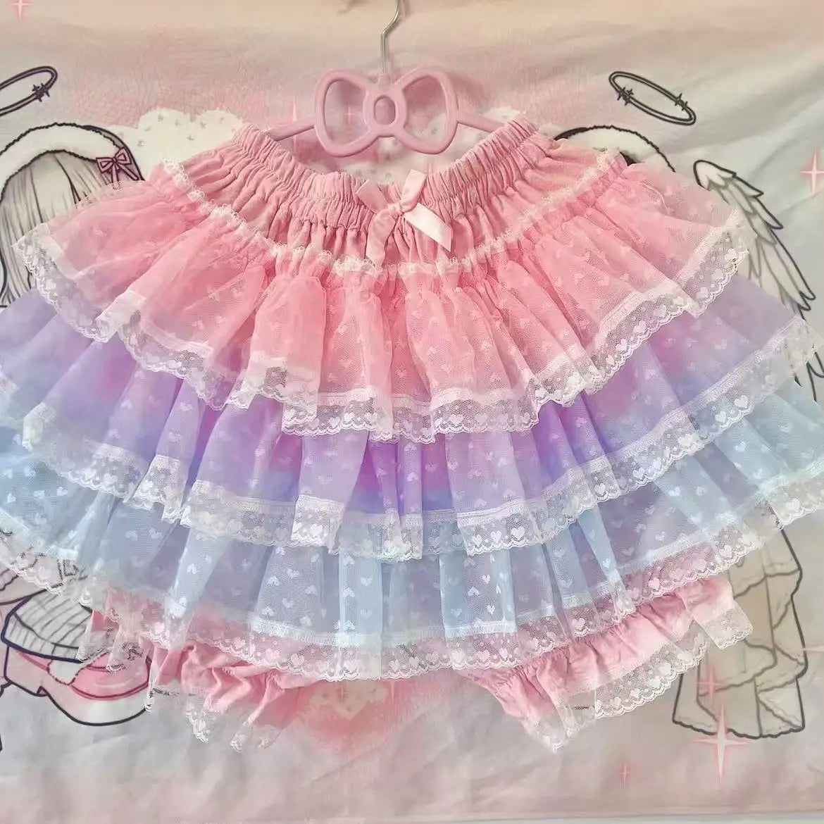 Mikumn Harajuku Lace Ruffle Shorts Skirt – Kawaii Y2K Lolita Bloomers | Elastic Waist Safety Pants