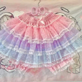 Mikumn Harajuku Lace Ruffle Shorts Skirt – Kawaii Y2K Lolita Bloomers | Elastic Waist Safety Pants