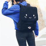 Japanese Stupid Cute 3D Cat Large Capacity Book Bag, Girl Cartoon Backpack, Women's Backpacks