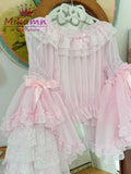 Mikumn Harajuku Y2K Lolita Blouse – Victorian-Inspired Lace Top with Bows & Flare Sleeves