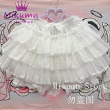 Mikumn Harajuku Lace Ruffle Shorts Skirt – Kawaii Y2K Lolita Bloomers | Elastic Waist Safety Pants