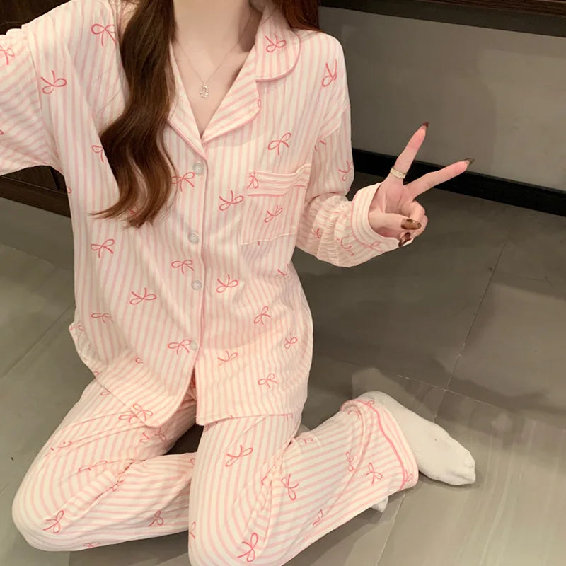 Pink Bow Kawaii Pajama Set