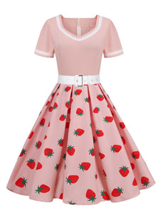 Strawberry Delight a Nostalgic Journey Through 50s Pinup Elegance