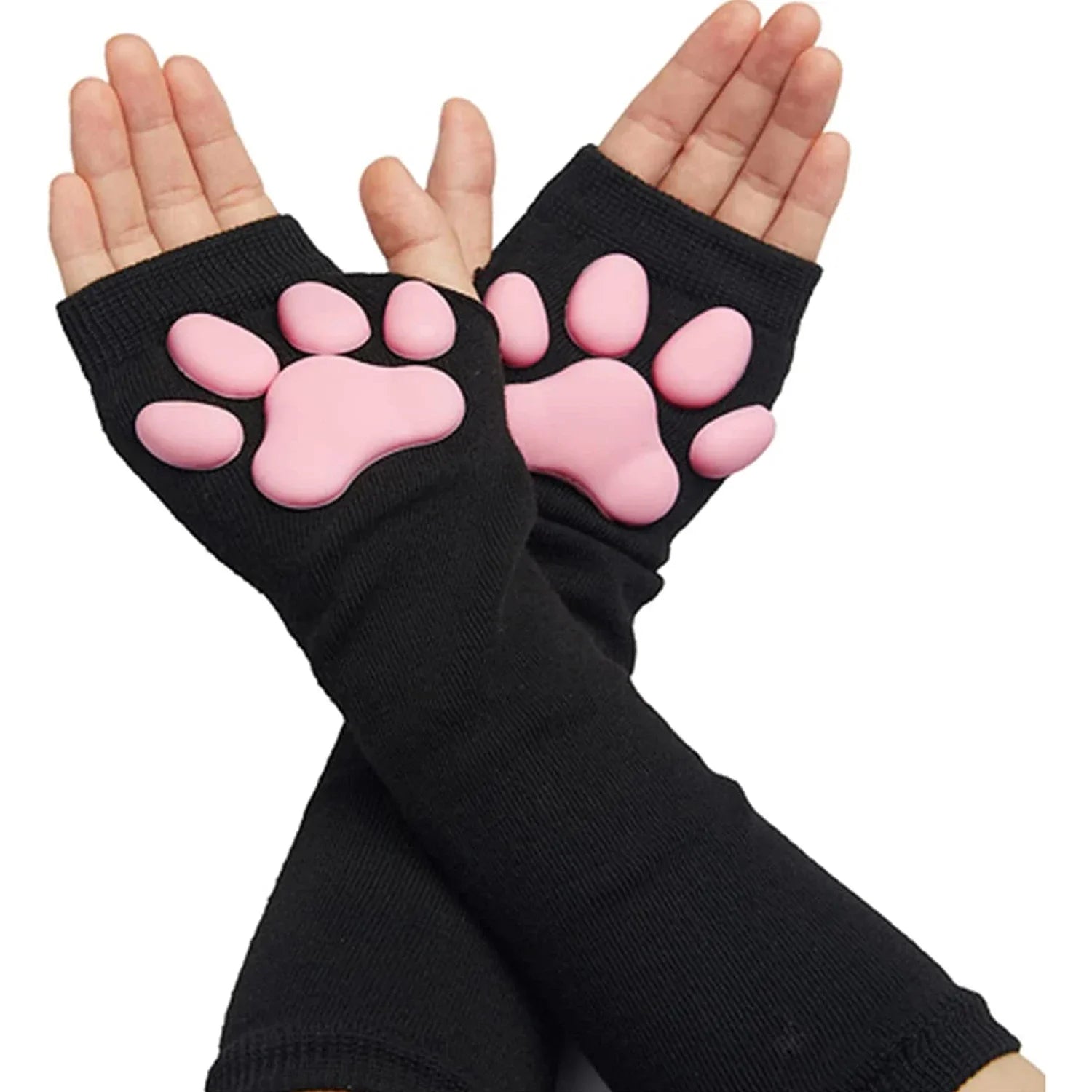 3D Cat Paw Arm Sleeves | Kawaii Sun Protection Sleeves with Cute Kitty Paw Pads for Cosplay & Everyday Wear