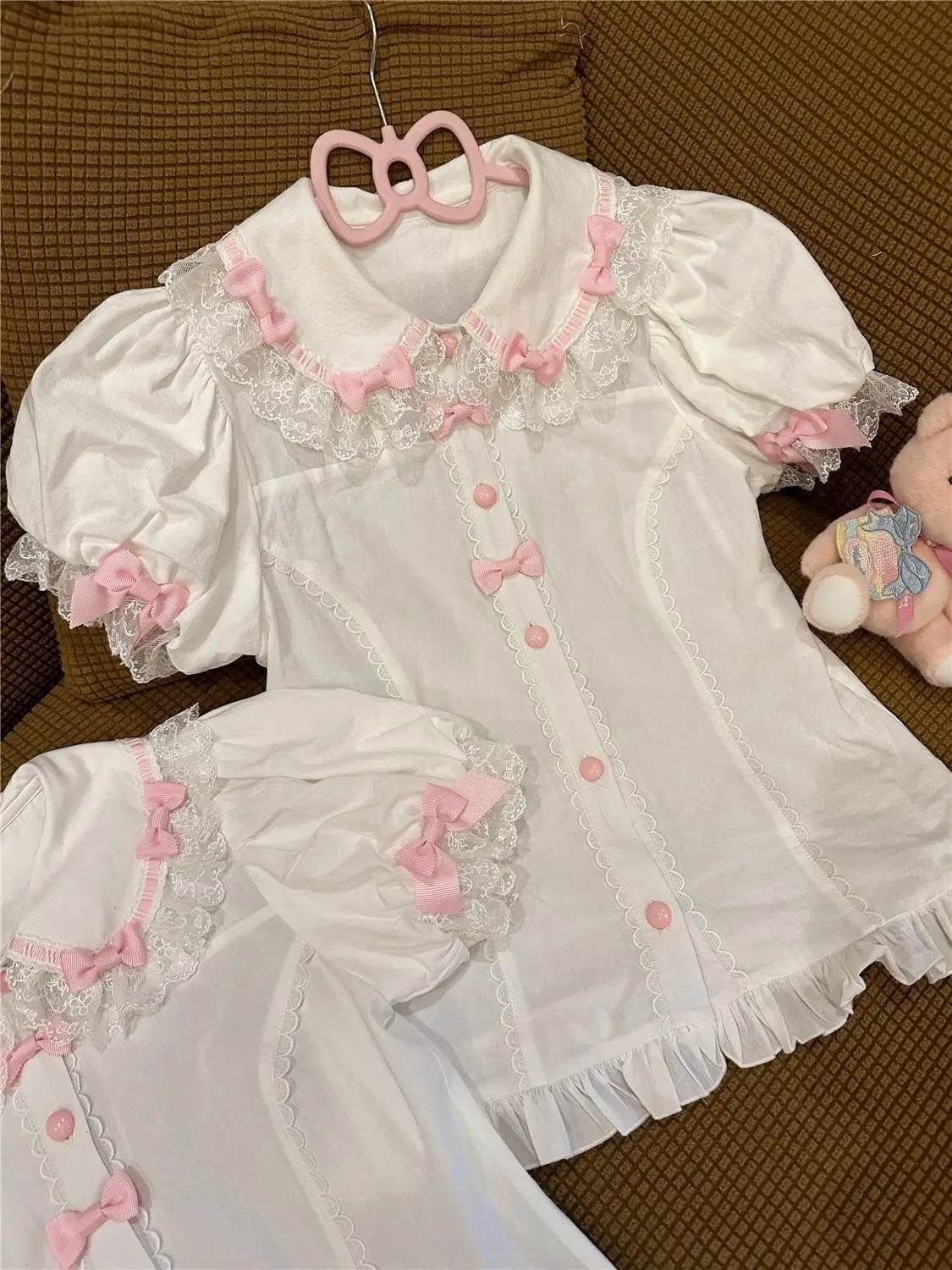 Japanese Kawaii Lolita Blouse | Women’s Sweet Puff Sleeve Shirt with Peter Pan Collar
