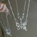 Y2K Butterfly Necklace for Women Girls Silver Color Crystal Pendant Clavicle Chain Necklaces Fashion New Trendy 2025 Party