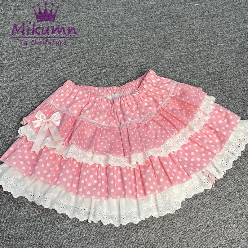 Sweet Kawaii Polka Dot Dress | Japanese Pink Bow Sleeveless Mini Dress for Women