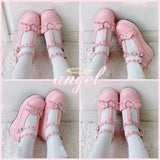 Sweet Heart Buckle Wedges Mary Janes Women Pink T-Strap Chunky Platform Lolita Shoes Woman Punk Gothic Cosplay Shoes