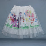 Little Pony Girls Skirt Cotton Casual Mesh Tutu Summer Cute Cartoon Pony Princess Skirt 2-8 Years Old Birthday Gift Kids Clothes
