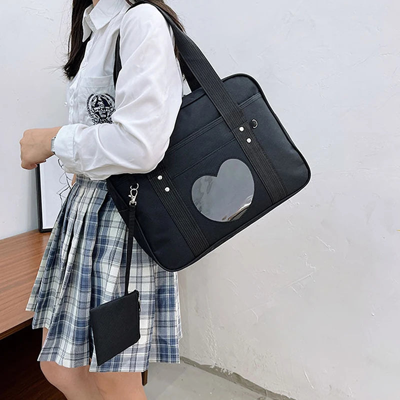 Japanese JK School Heart Uniform Bags Women's Student Handbag Cosplay Anime Shoulder Bag Large Capacity Handbags