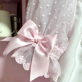 Sweet Lolita Lace Bow Blouse | Women’s Kawaii Pink Short Sleeve Shirt – Elegant Loose Fit Chic Top