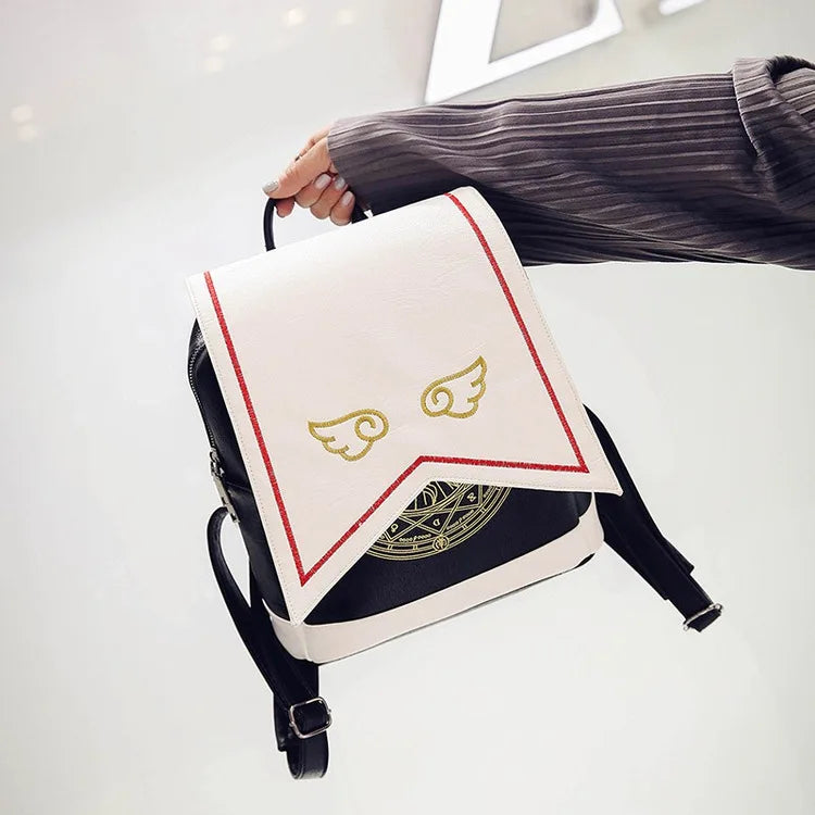 PU Women Backpack With Angel Wings Anime Card Captor SAKURA Kawaii Min – Kawaii Heaven