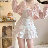 Kawaii Lolita Pleated Skirt – High Waist Pink Bandage Fairycore Y2K Aesthetic | Cute Women’s Faldas Mujer Moda 2025