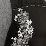 Harajuku Flower Print Tank Top – Women’s Gothic Rhinestone Cami | Vintage Black Off-Shoulder Summer Vest