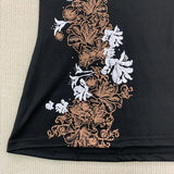 Harajuku Flower Print Tank Top – Women’s Gothic Rhinestone Cami | Vintage Black Off-Shoulder Summer Vest