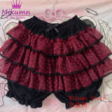 Mikumn Harajuku Lace Ruffle Shorts Skirt – Kawaii Y2K Lolita Bloomers | Elastic Waist Safety Pants