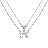 Y2K Butterfly Necklace for Women Girls Silver Color Crystal Pendant Clavicle Chain Necklaces Fashion New Trendy 2025 Party