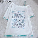 Japanese Anime Oversized T-Shirt – Women’s Summer Off-Shoulder Y2K Top | Casual 2025 Fashion Tee