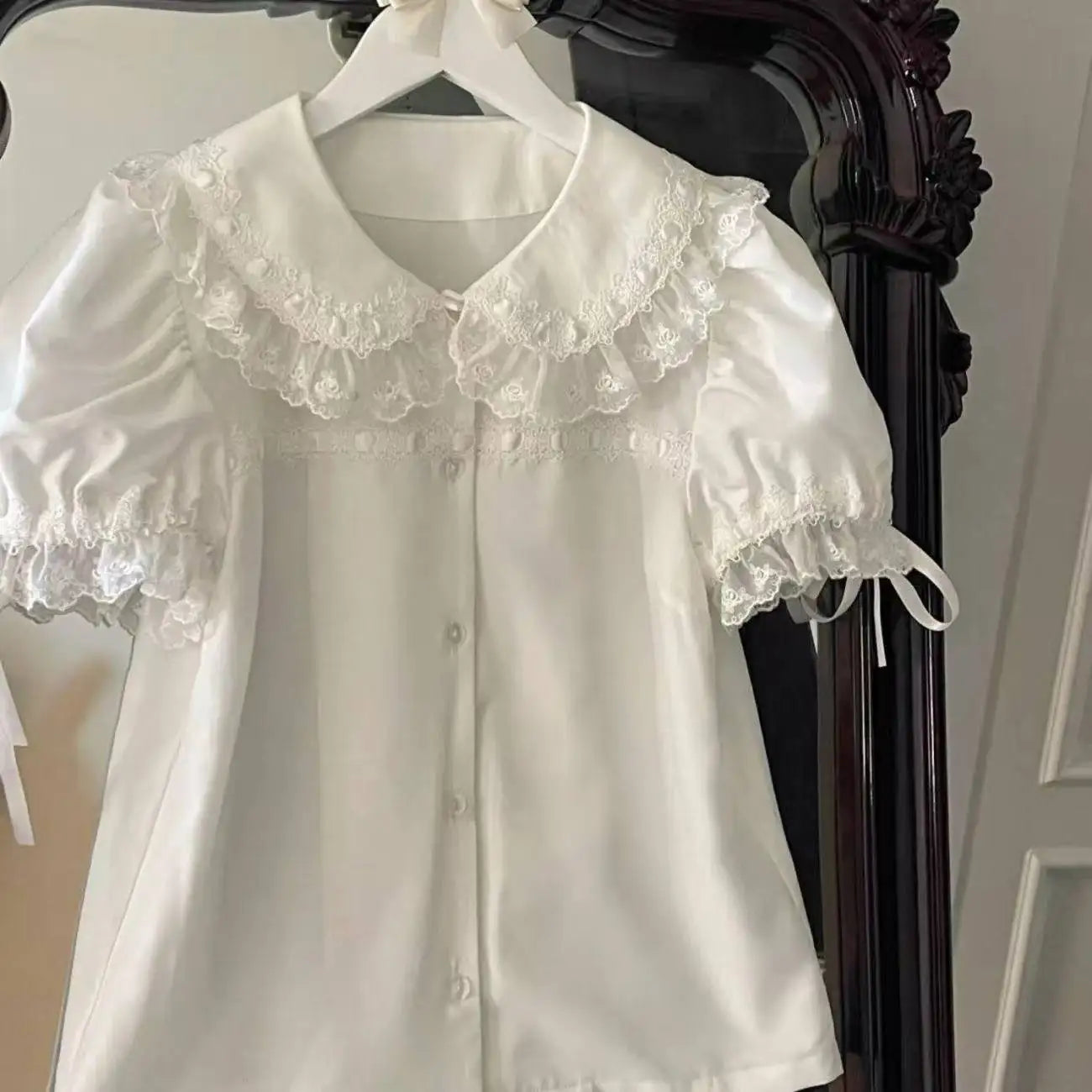 Japanese Kawaii Lolita Blouse | Women’s Sweet Puff Sleeve Shirt with Peter Pan Collar