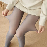Women's Thermal Fleece Tights | Fake Translucent Winter Pantyhose – Warm Velvet Lined Slim Stretch Stockings