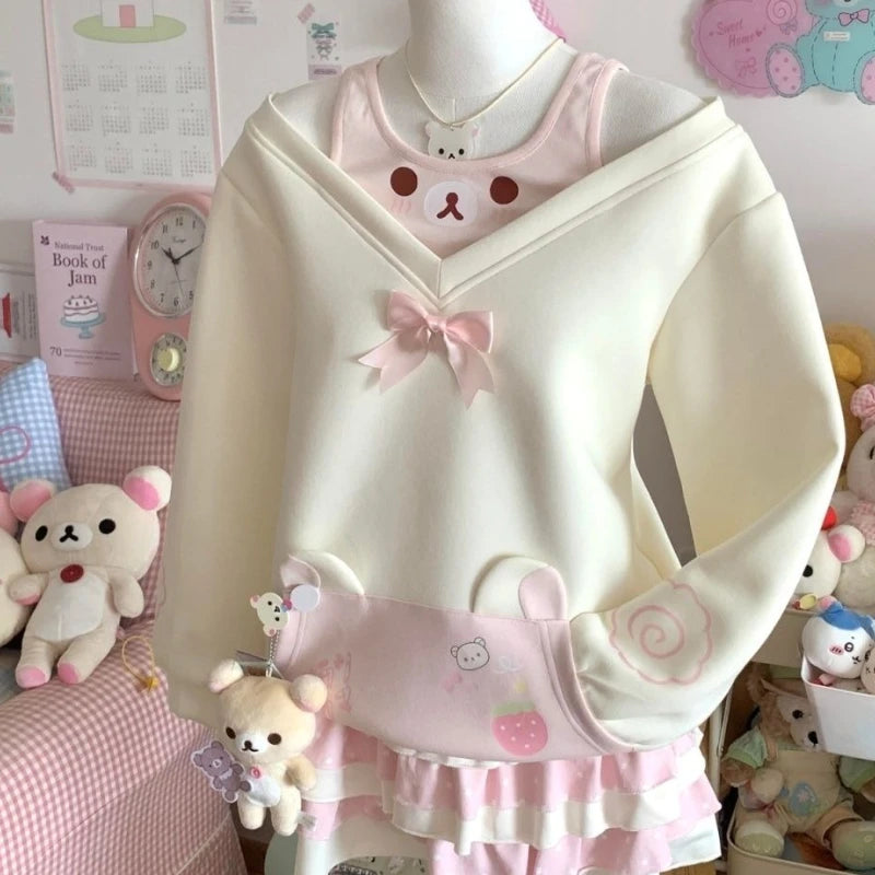 Cute Bear Kawaii Off Shoulder Top
