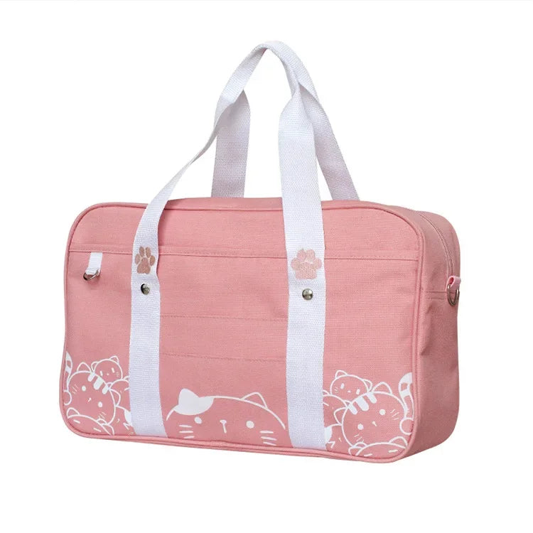 Japanese Cosplay One Shoulder JK Uniform Bag Portable Orthodox Uniform Bag Canvas Black Pink 40cm and 25cm Cat Cute Original Bag