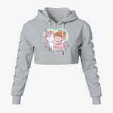 Kawaii Heaven Cute Unicorn and Girl Cropped Hoodie - Pastel Women's Fleece Hoodie