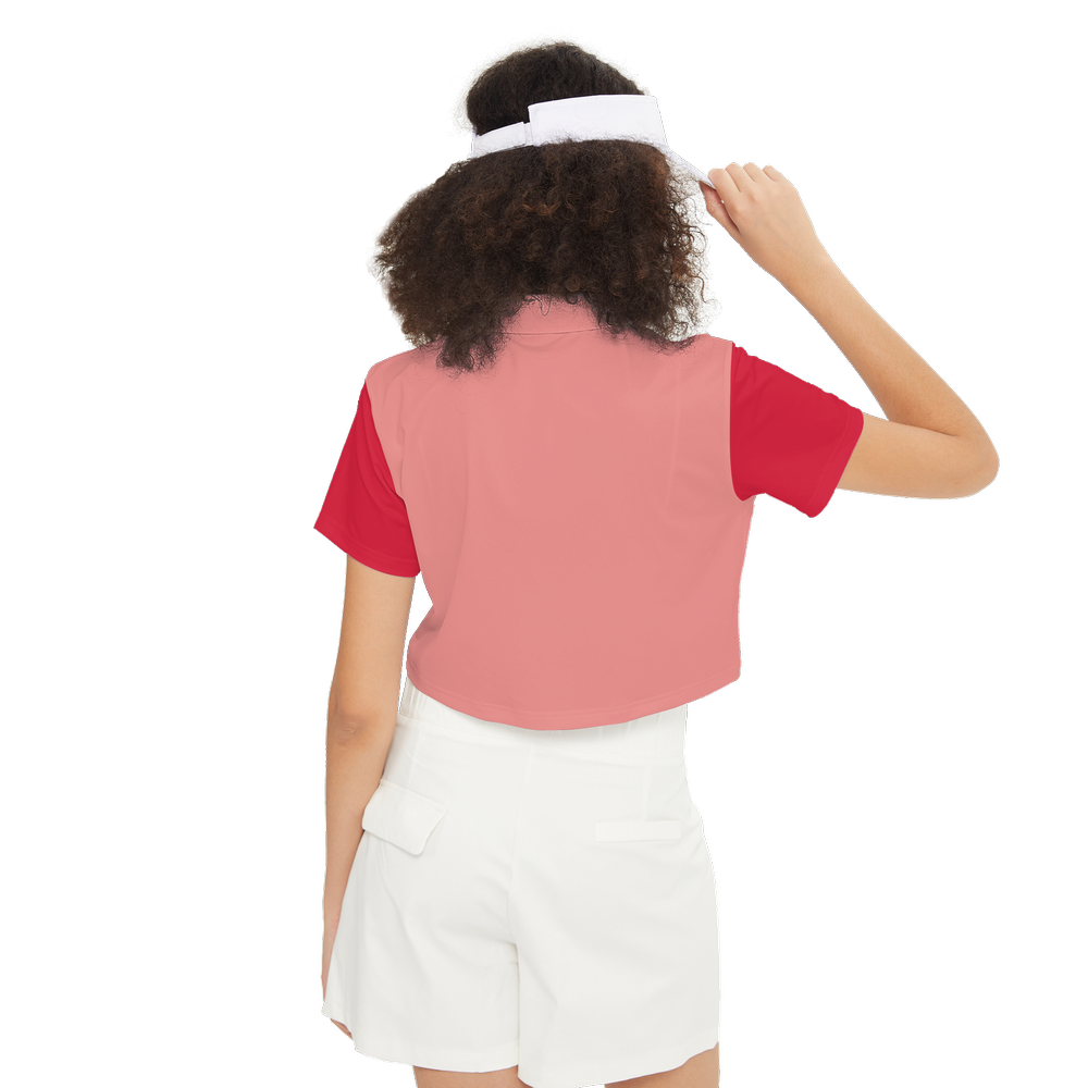 Bears in love Women's Short-Sleeve Crop Polo Shirt-Heavyweight 225g