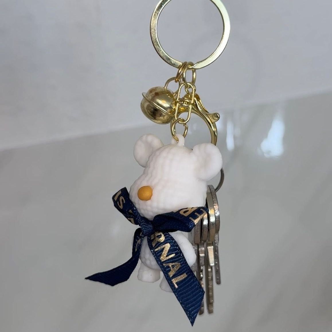 Cute Bow Teddy Bear Keychain – Kawaii Bag Charm