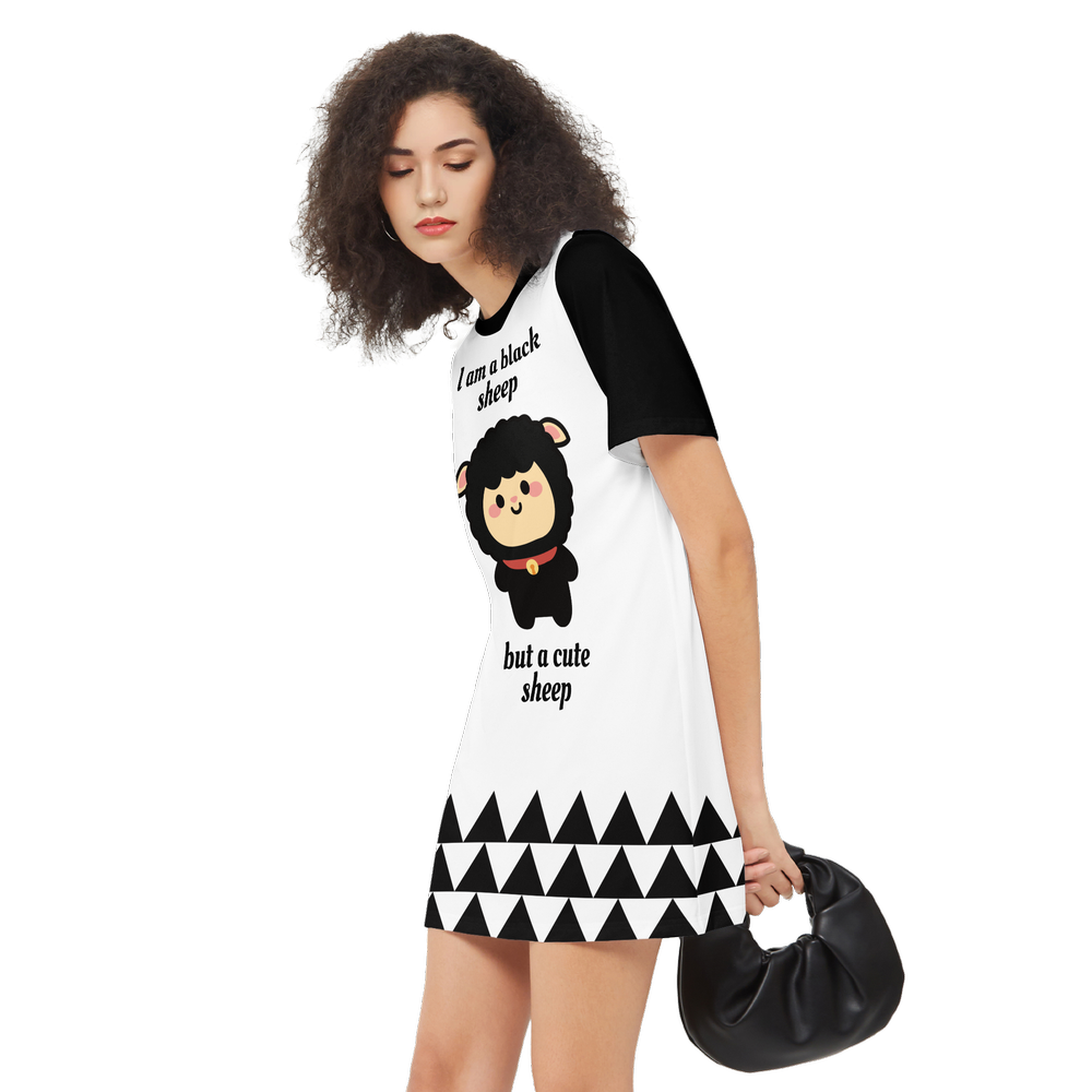 Short-Sleeve T-Shirt Dress I am a black sheep but a cute sheep