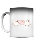 Kawaii Cute Pandas with pink heart - Magic Mug